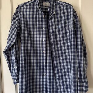 Southern Tide Navy and White Checkered Shirt